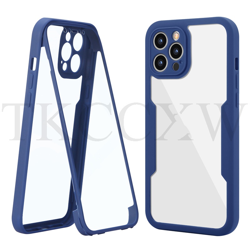 Ốp điện thoại acrylic mềm mỏng 2 mặt bảo vệ 360 độ thích hợp cho iPhone 7 8 plus xs max xr x 11 pro max
