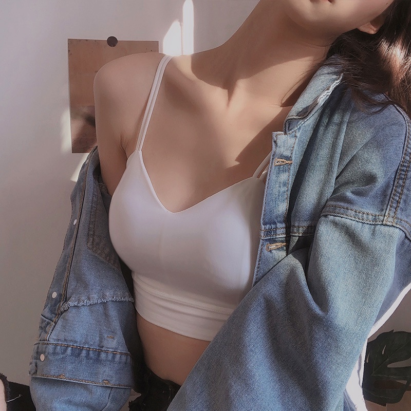 Áo bra 2 dây cotton dáng croptop ôm body tôn dáng