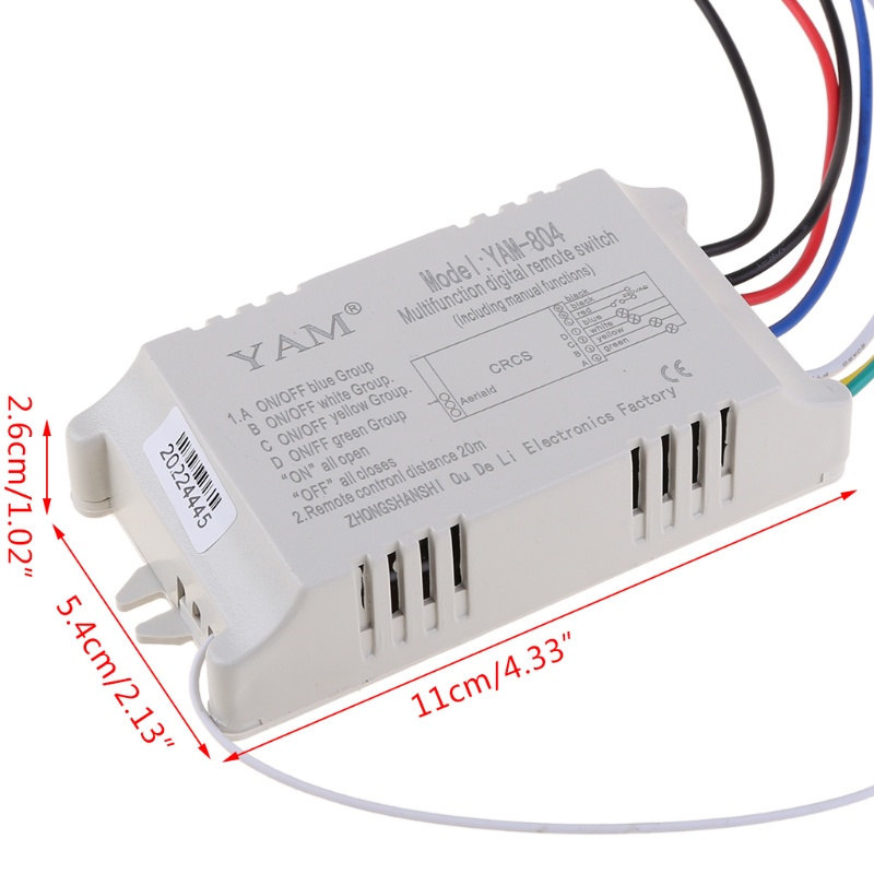 Điều Khiển Đèn Từ Xa Không Dây 4 Nút ON OFF 220V