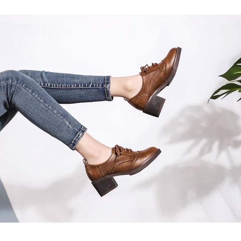 Giày vintage đế trụ cao 6cm