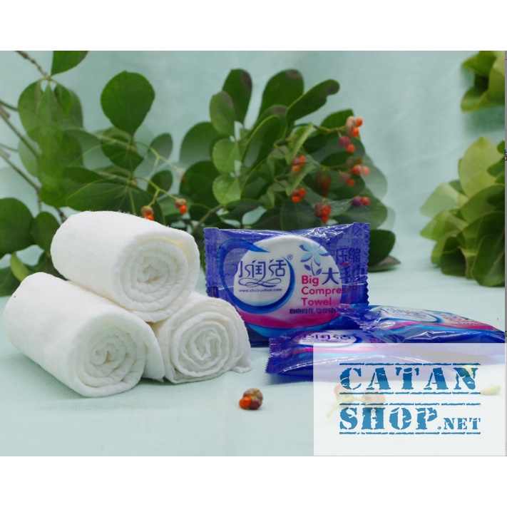 Khăn tắm cotton dạng nén dùng 1 lần (30 * 60 cm), nhỏ gọn tiện lợi đi du lịch, công tác GD580-KtamN-