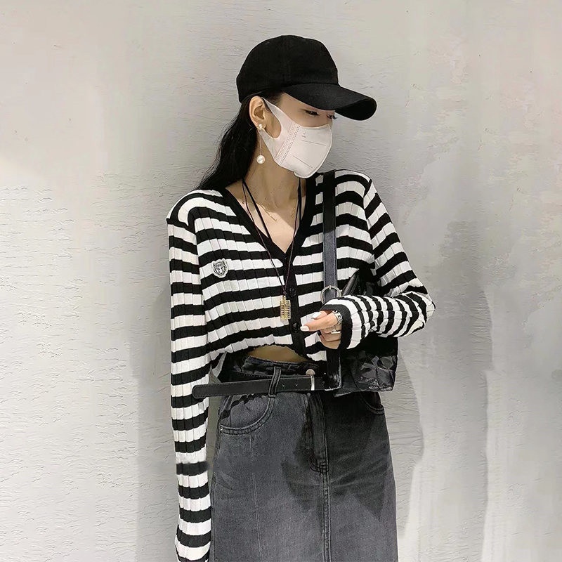 SUXI Áo Cardigan Dệt Kim Tay Dài Cổ Chữ V Màu Sắc Thanh Lịch