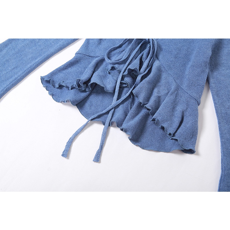 Bộ Áo Sơ Mi Dài Tay Cổ Chữ V + Chân Váy Lưng Cao Xinh Xắn Dành Cho Nữ