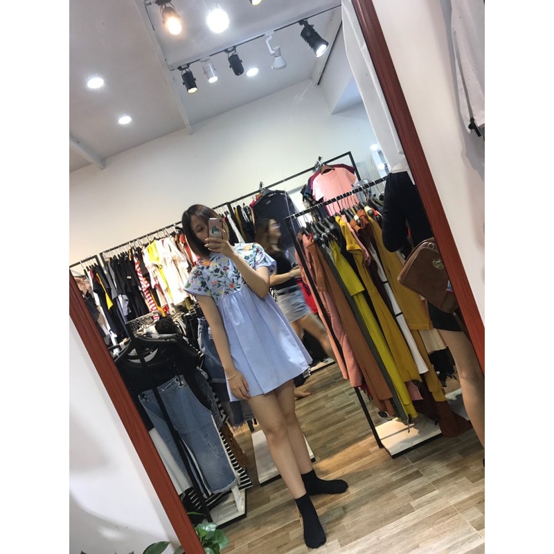 Đầm váy babydoll hoa thêu hở lưng cực xinh