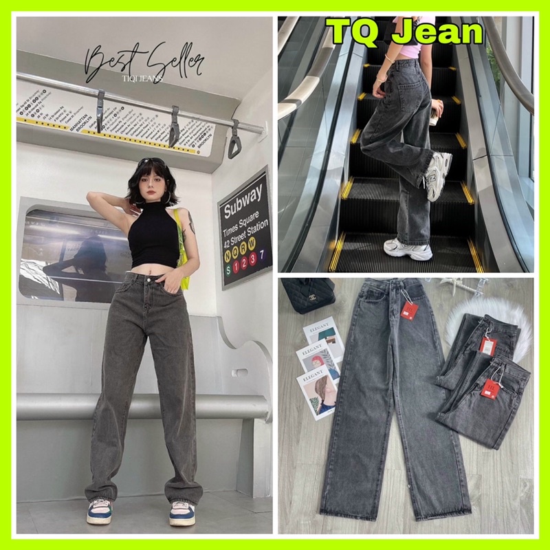 ( TQ Jean ) Quần Jeans Ống Rộng Nữ Chất Bò Màu Xám Khói 01
