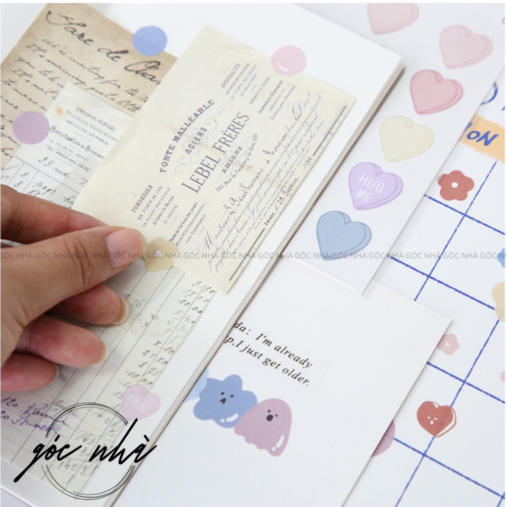 STICKER Chấm Hoạ tiết Cute Trái Tim Emotion Màu Pastel Decor Bullet Journal Dán Tường Xinh Xắn | Góc Nhà gocnha ST036