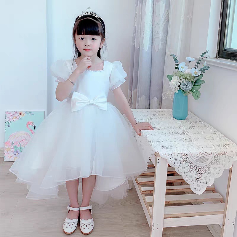 Váy công chúa bé gái mầu trắng chân váy xòe 360 dáng mulet - kèm ảnh thực tế.