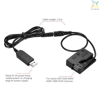 Bộ Sạc Pin Andoer Dr-E8 Kèm Cáp Usb Cho Máy Ảnh Canon Eos 550d 600d 650d 700d Dslr