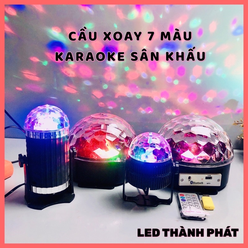 Cầu xoay 7 màu BLUETOOTH + USB + ĐIỀU KHIỂN cảm biến nhạc bar, karaoke sân khấu trang trí ngày Tết