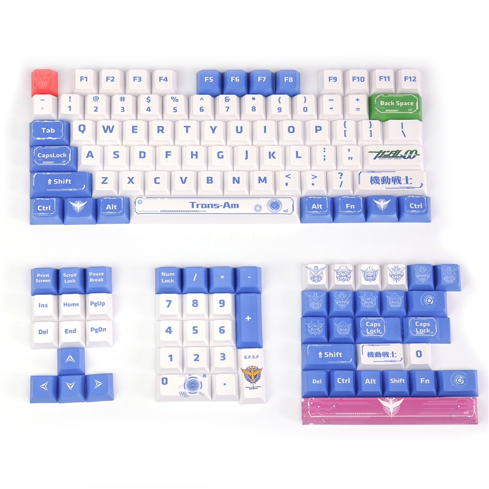 GMK Gundam Mecha Warrior keycaps, 125 phím keycaps Cherry Profile DYE-SUB Cá nhân hóa GMK Keycaps cho bàn phím cơ