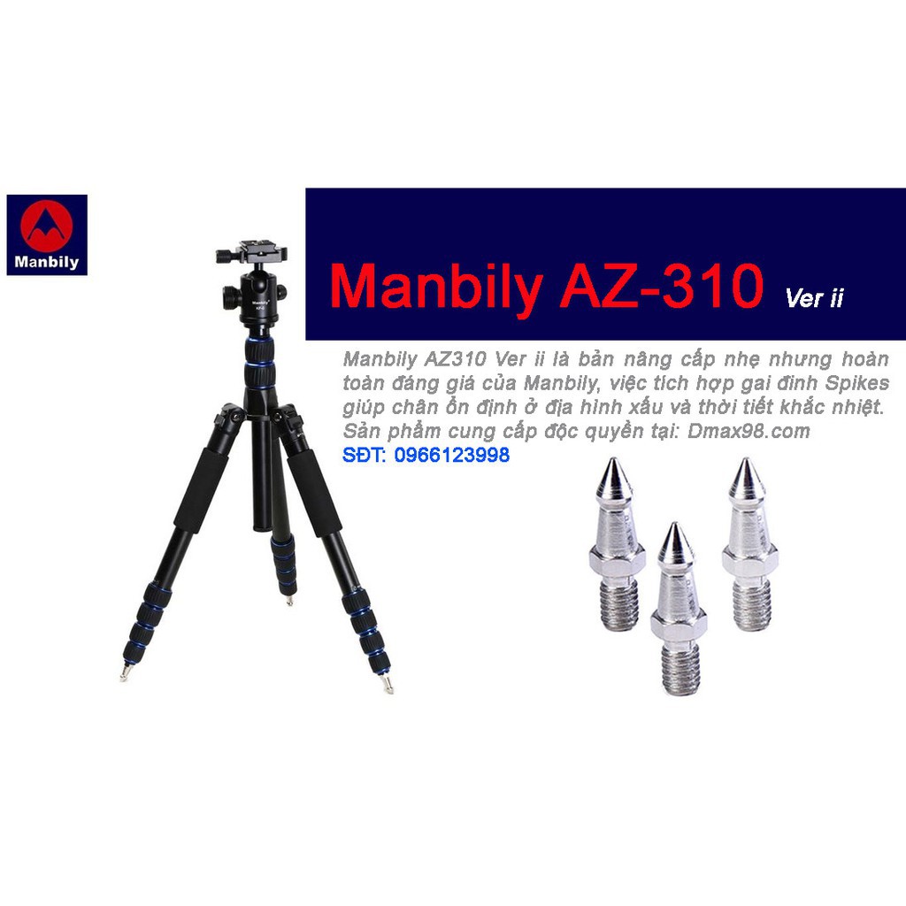 Chân máy ảnh Manbily AZ-310 bản chân đinh tăng thêm độ ổn định