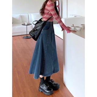 Chân váy jeans nữ xoè dáng dài ulzzang