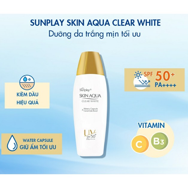 Sữa chống nắng dưỡng trắng cho da dầu Sunplay Skin Aqua Clear White SPF 50, PA++++ 25g | BigBuy360 - bigbuy360.vn