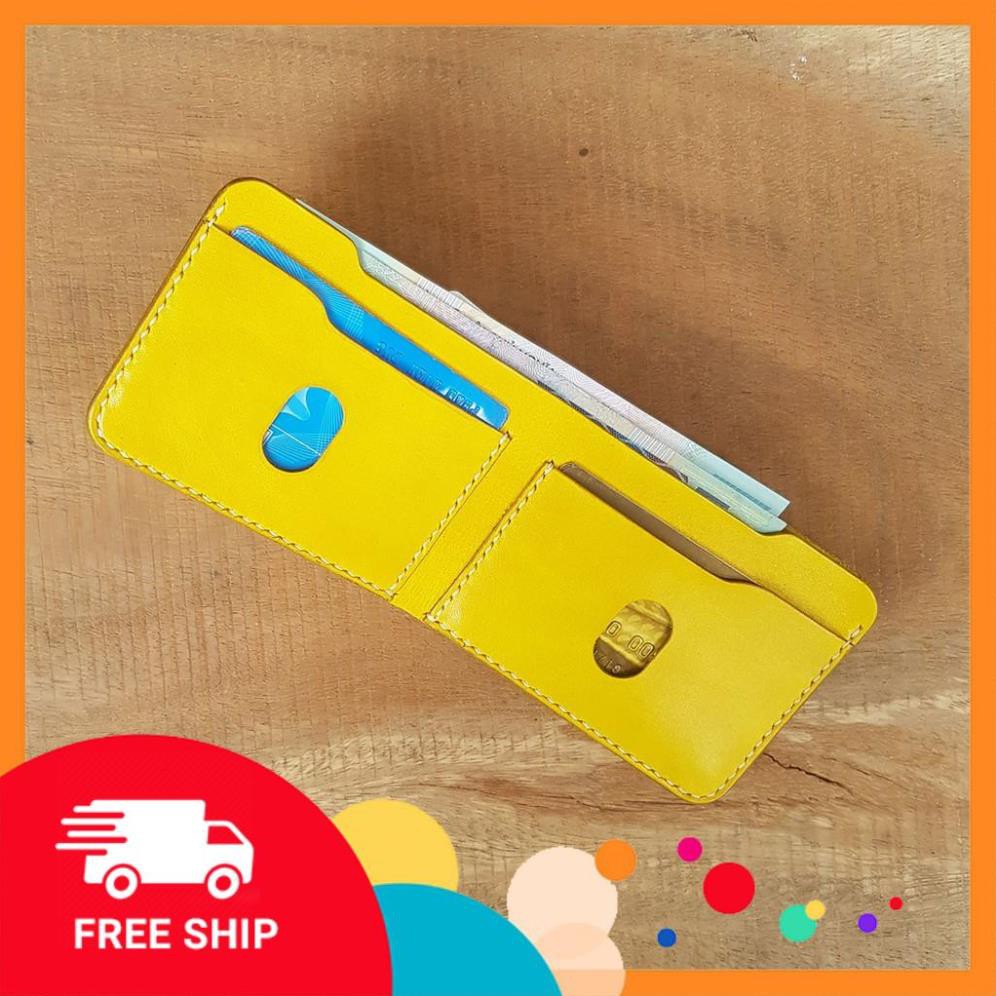 Ví nữ nhỏ gọn - Đồ da thủ công - Da bò thật - Màu vàng BV0147 - ATShop2