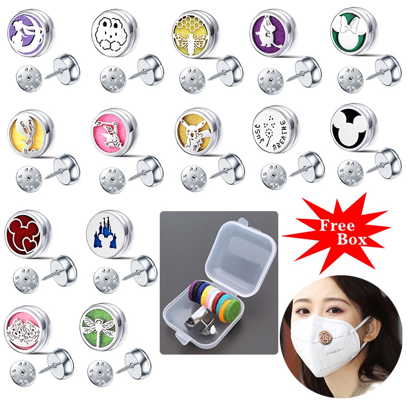 Bộ Phụ Kiện Cài Áo Khuếch Tán Tinh Dầu / Nước Hoa 12mm Kèm 1 Hộp Đựng Miễn Phí 10 Miếng Đệm