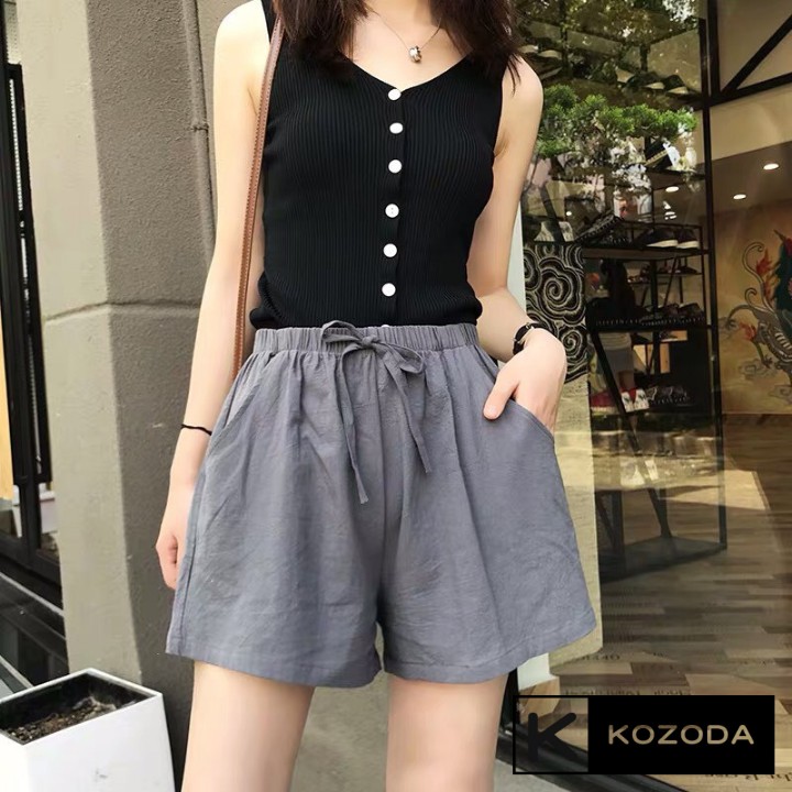 Quần shorts nữ, quần đùi đũi cạp chun siêu mát, nhẹ nhàng, thấm hút mồ hôi cực tốt Kozoda Q9