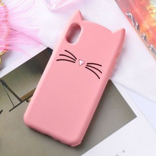 Ốp iphone Xs Max mèo râu màu hồng