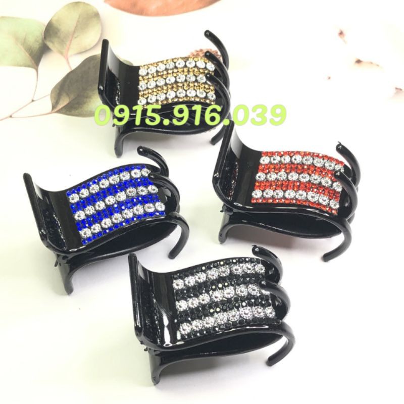 Kẹp tóc 5 răng đính đá nhân tạo lấp lánh, kẹp gấp tóc