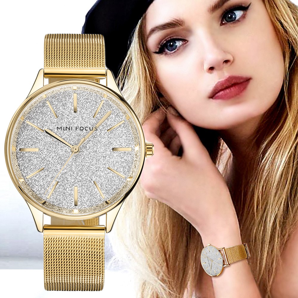 Đồng hồ nữ MINI FOCUS MF044 dây thép lụa bầu trời lấp lánh sang chảnh