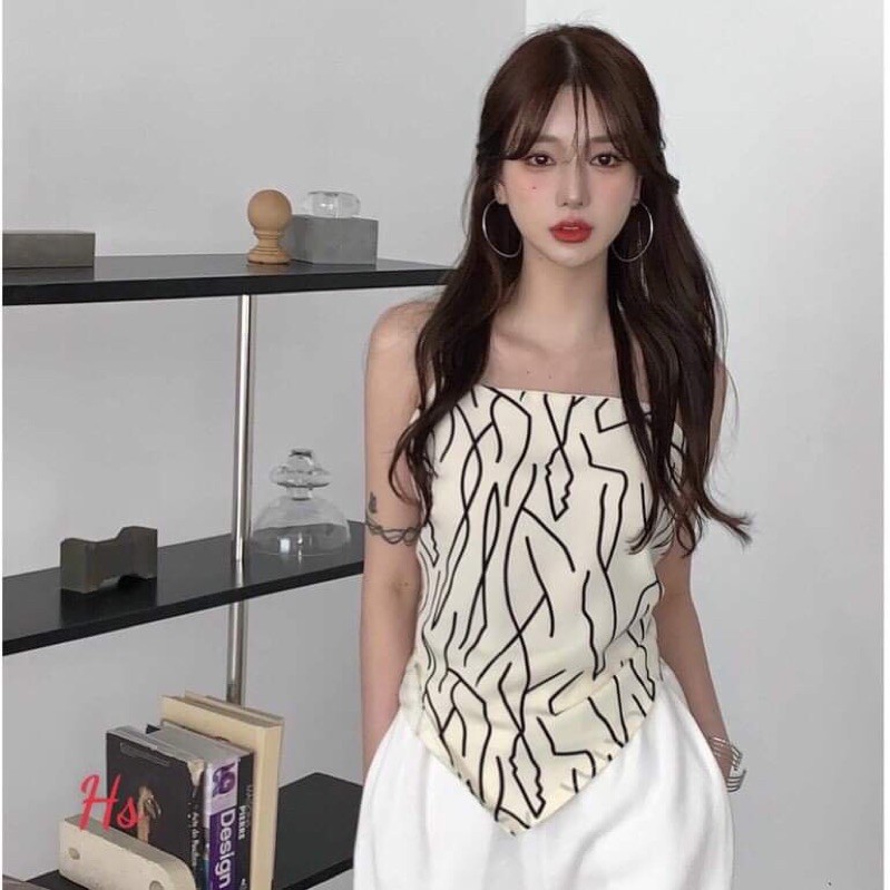 set áo yếm có đệm ngực quần trắng
