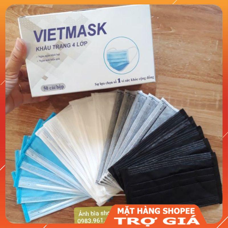 Hộp 50 chiếc Khẩu trang y tế 4 lớp (xanh, trắng, xám, đen)