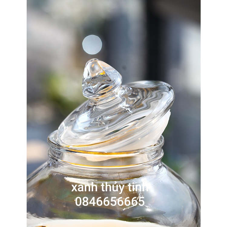 Bình thủy tinh chân mây ngâm sâm dung tích 10l