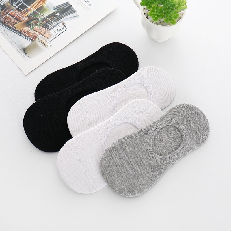 Vớ lười trơnnữ tất dưới mắt cá cotton thời trang đẹp có silicon chống tuột gót chân MONEY VL009