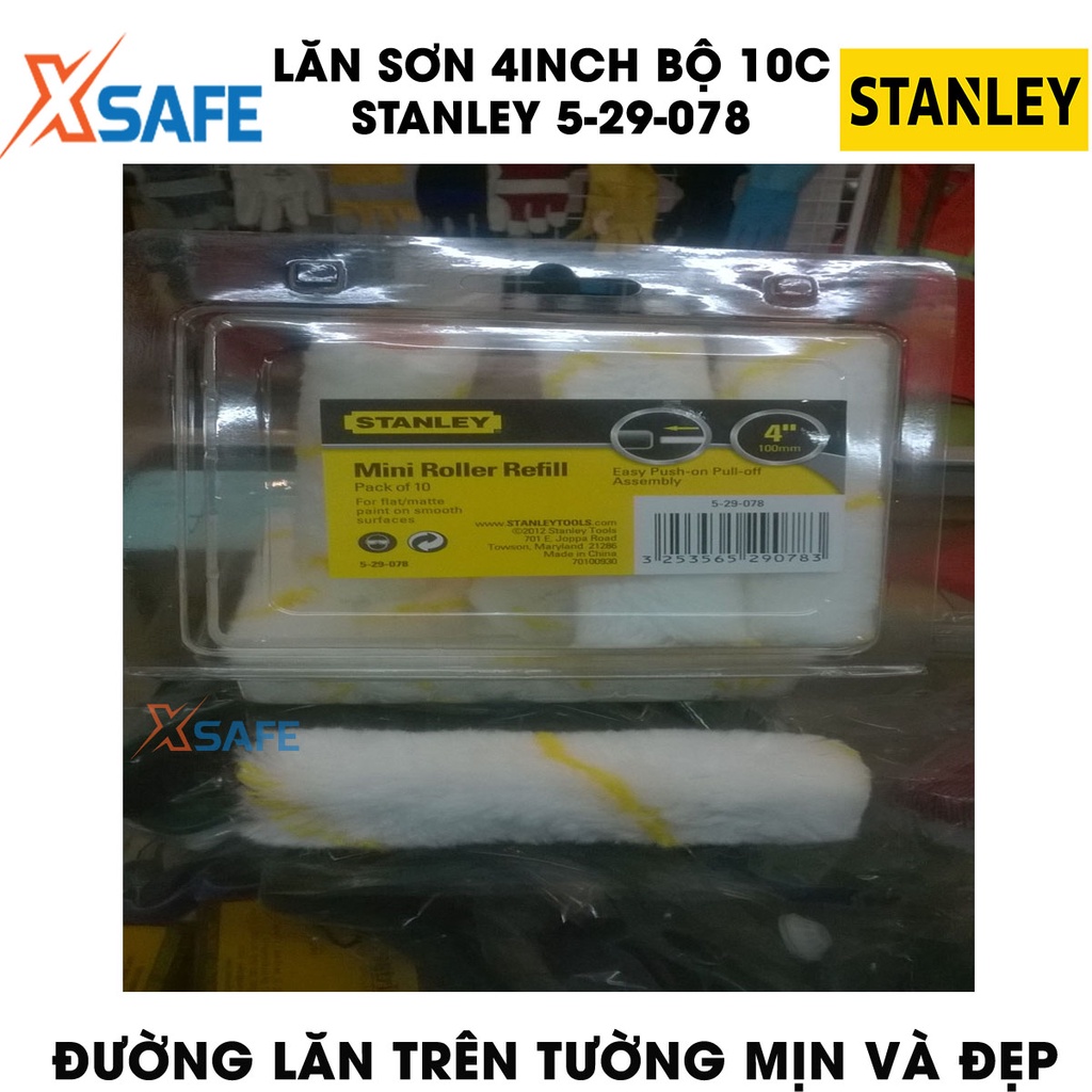 Lăn sơn 4inch STANLEY 5-29-078 100mm Con lăn sơn nước vải bông mềm, độ thấm sơn cao, đường lăn mịn