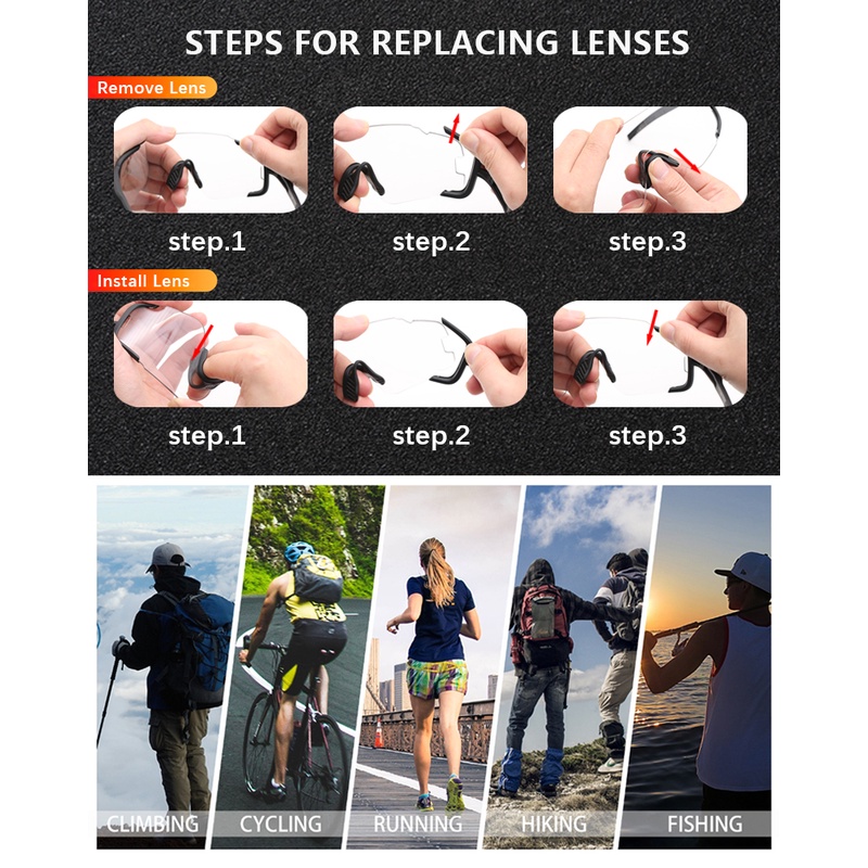 Kính Bảo Hộ Phân Cực Chống Tia Uv Khi Đi Xe Đạp Địa Hình Cho Nam Nữ