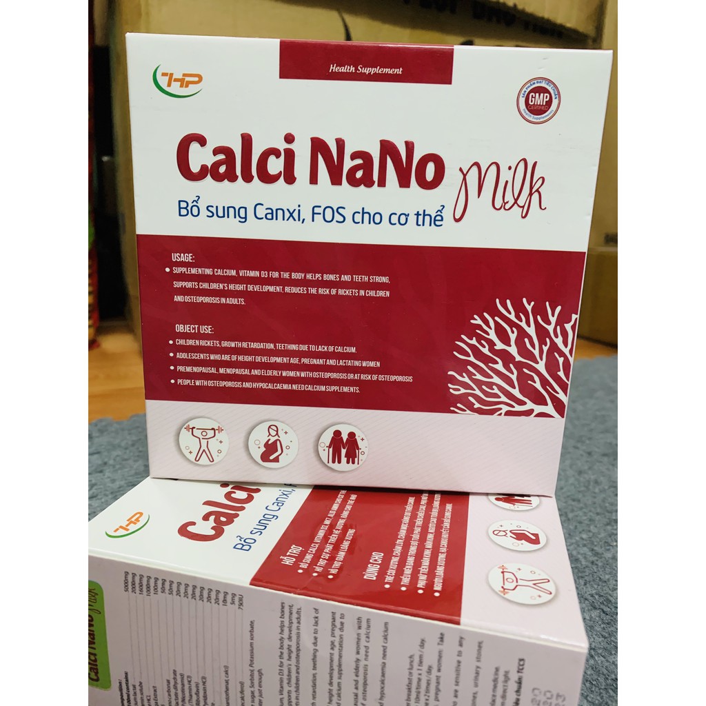 Canxi nano milk, D3, Fos dạng ống dùng được cho bé từ 6 tháng tuổi