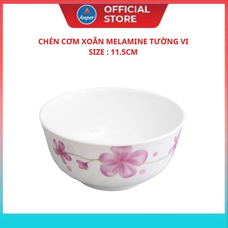 Bộ tô chén bát dĩa nhựa Melamine Anper chất liệu nhựa cao cấp kiểu dáng hoa Tường Vi sang trọng an toàn sức khỏe