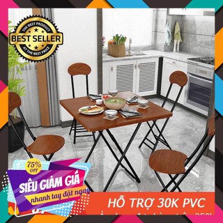Bộ bàn ăn 1 bàn 4 ghế gấp gọn dùng trong gia đình, bàn làm việc văn phòng size 70x70