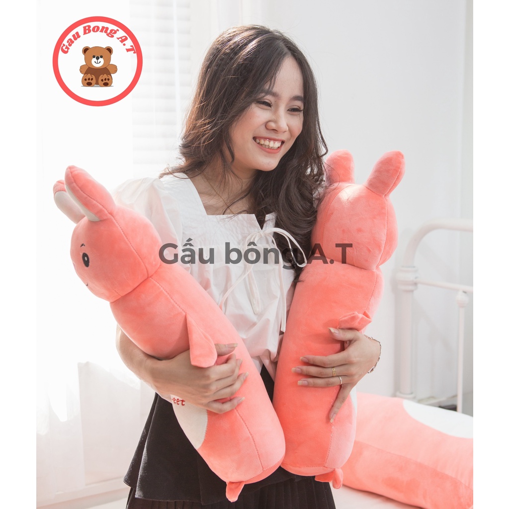 Gấu bông GỐI ÔM THỎ, gối ôm cho bé hình thú ngộ nghĩnh vải nhung mềm mịn size 50cm-1m2, quà tặng cho bé Hot Trend