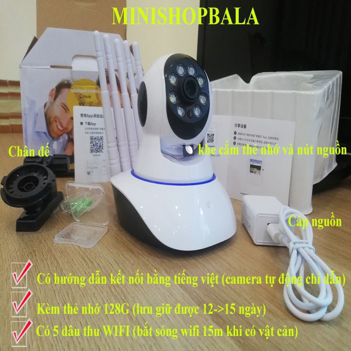 CAMERA WIFI KHÔNG DÂY YOOSEE 5 Râu WIFI KÈM THẺ NHỚ 128GB | BigBuy360 - bigbuy360.vn