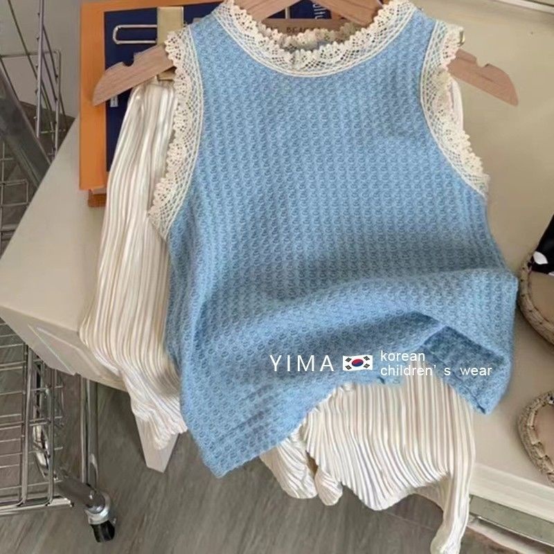 Set Đồ Mùa Hè 5 Món Gồm Áo Hai Dây + Quần Ống Rộng Phong Cách Hàn Quốc Cho Bé Gái