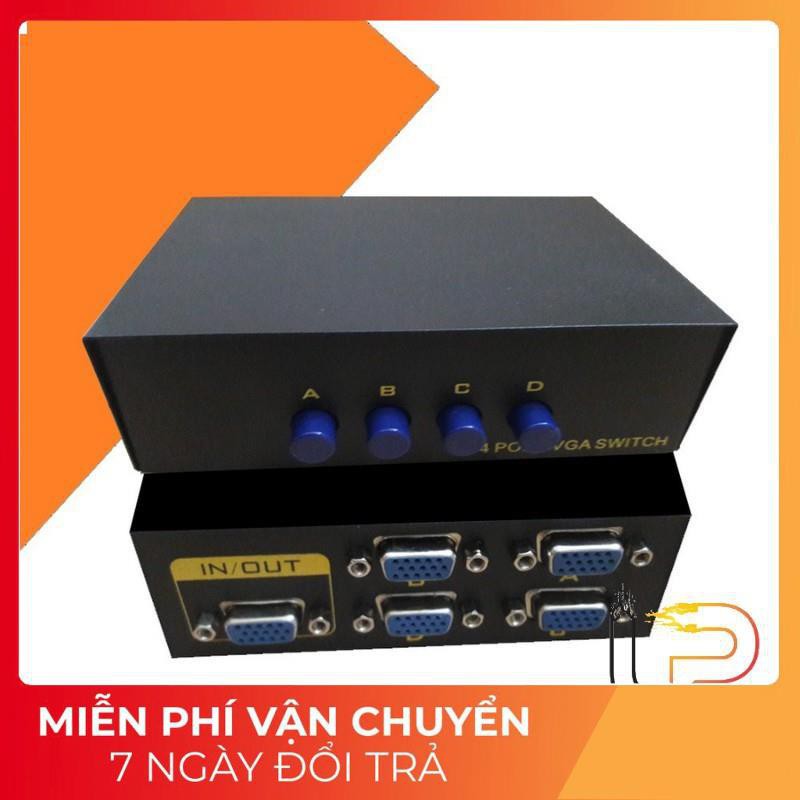 [BH 6 THÁNG] Bộ gộp VGA 4 vào 1 ra - Swich VGA 4 CPU dùng chung 1 màn hình