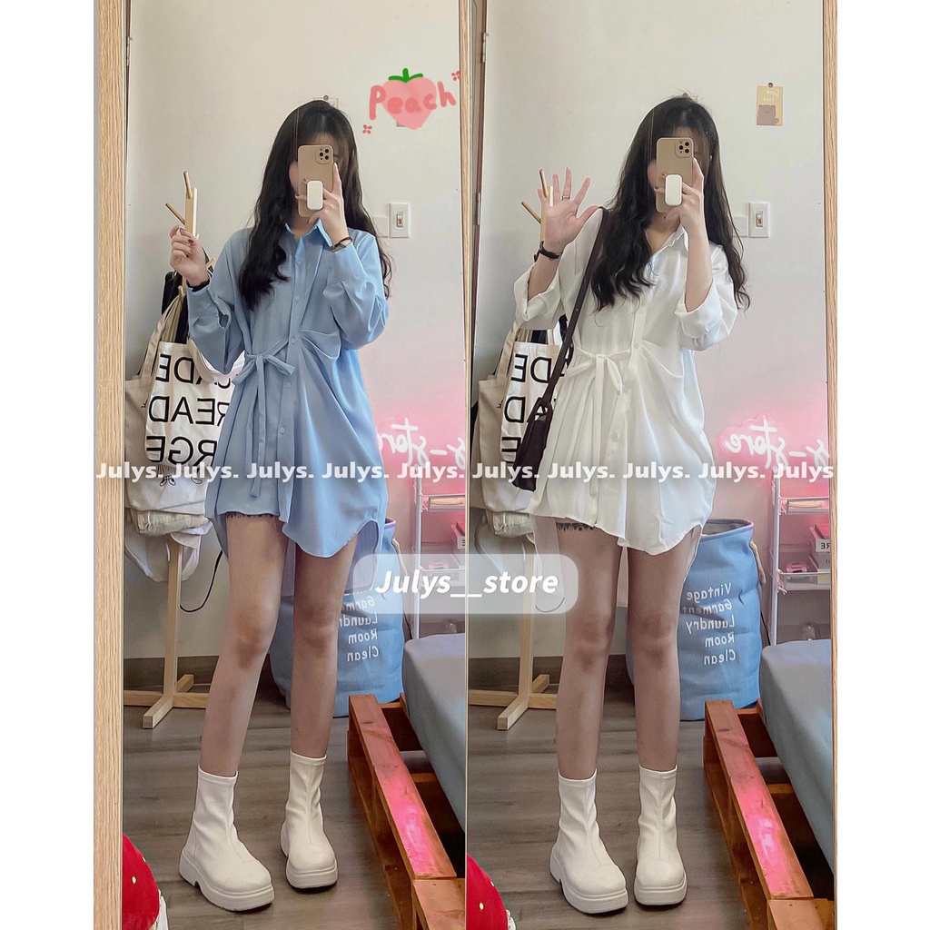 Váy sơ mi nữ thắt eo vạt lệch, Đầm nữ linen mềm mịn cách điệu Kozoda D47