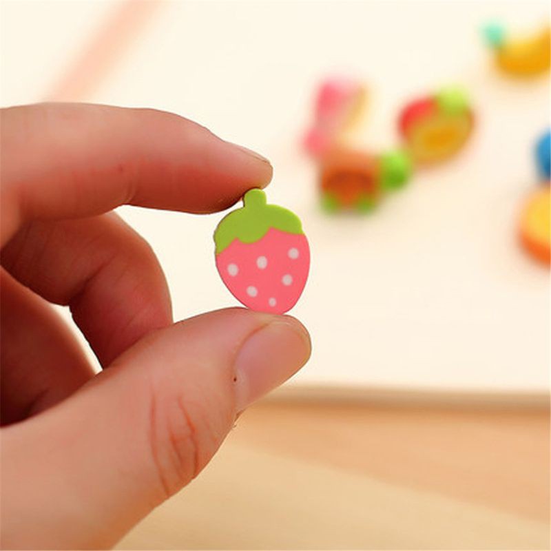 love* 20 pcs/lot Mini Kawaii Cartoon Animal Eraser Cute Creative Fruit Rubber Eraser