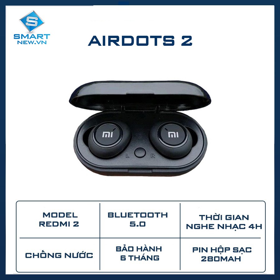 Tai nghe Bluetooth không dây TWS Xiaomi Airdots REDMI 2 - Bluetooth 5.0 - Chống nước IPX4 | WebRaoVat - webraovat.net.vn