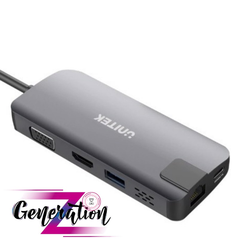 CÁP CHUYỂN TYPE-C RA HDMI+VGA+LAN UNITEK Y-DK09016 - USB 3.1 Type-C Multi-Port Hub with Power Delivery