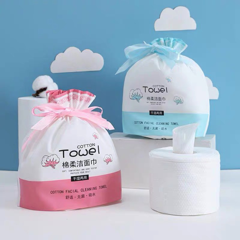 COMBO 3 cuộn khăn lau mặt khô mềm & ẩm dùng 1 lần chăm sóc da COTTON TOWEL