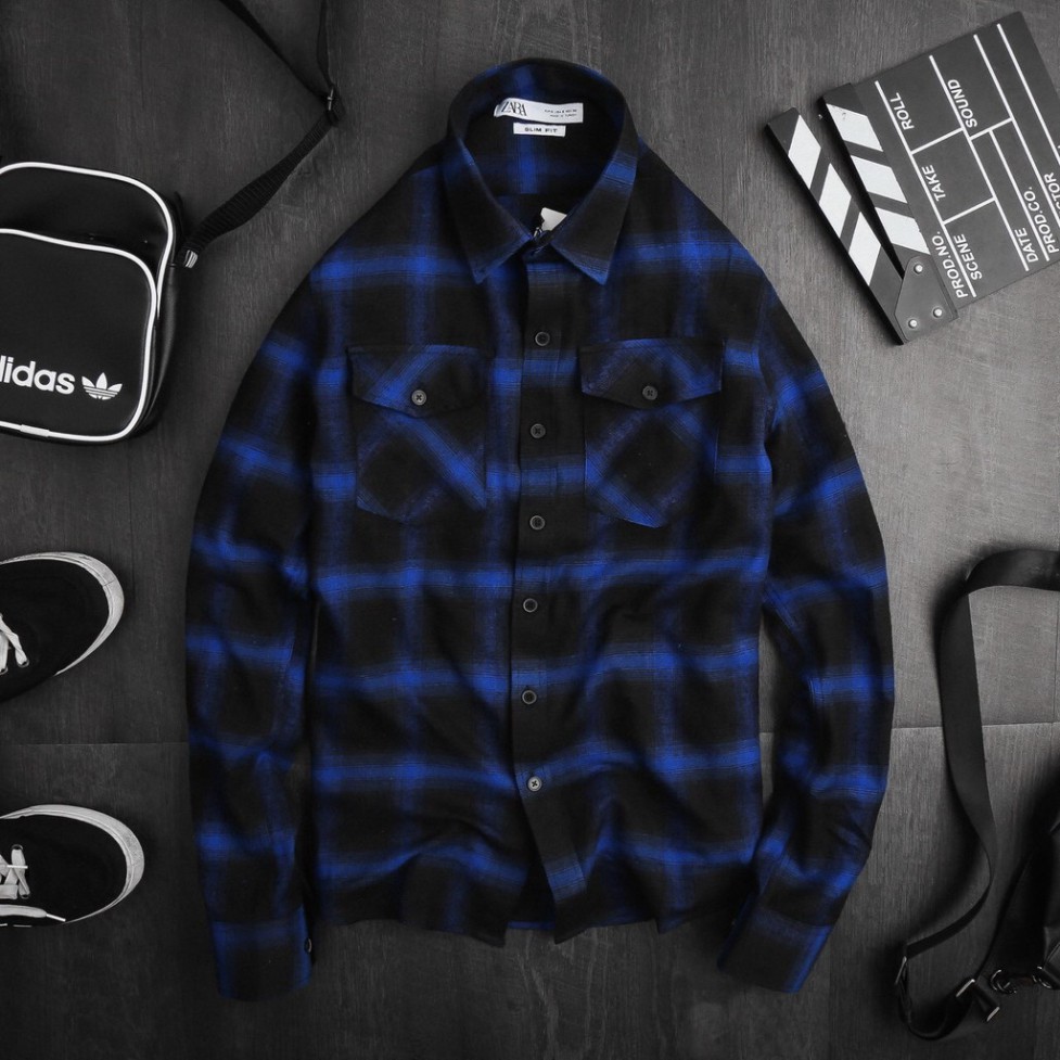 Áo sơ mi nam dài tay kẻ dạ. Áo kẻ dạ caro màu dài tay nam tính phong cách trẻ kiểu dáng ôm slimfit