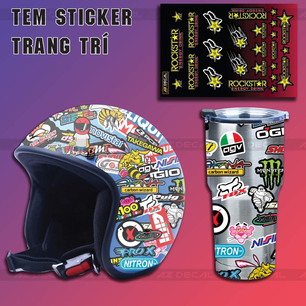 [Set A4] Sticker Dán Xe Chủ Đề Rockstar | Trang Trí Xe Máy, Xe Điện, Nón Bảo Hiểm, Laptop, Điện Thoại