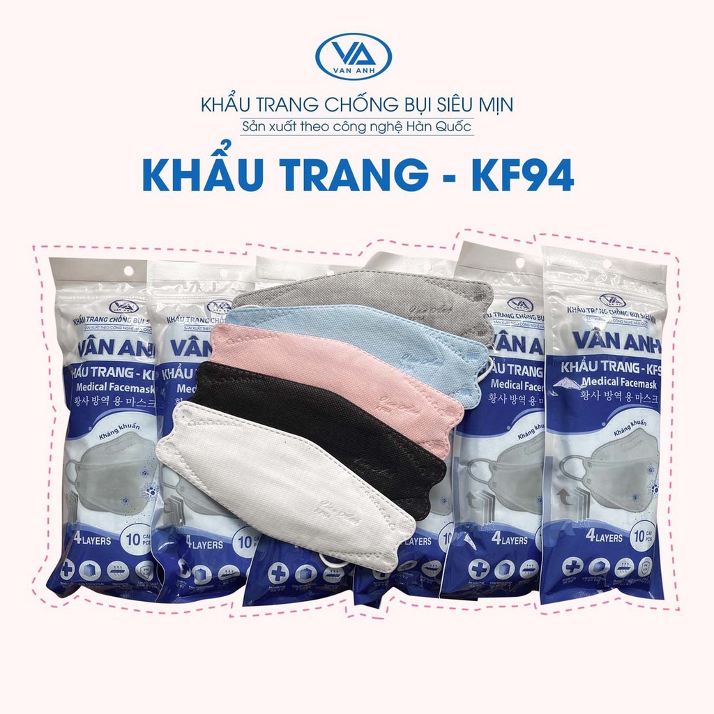 Thùng Khẩu trang KF94 Vân Anh cao cấp đạt chuẩn y tế 300 chiếc