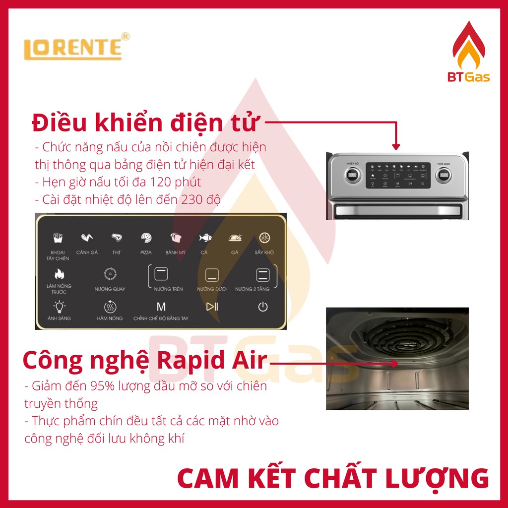 Nồi chiên không dầu Lorente, nồi chiên không dầu điện tử dung tích lớn  Lorente LT-1600 / LT-1500