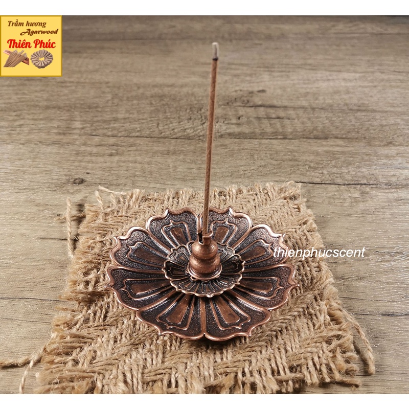 Đế đốt nhang vòng cỡ nhỏ hình hoa sen , chất liệu hợp kim