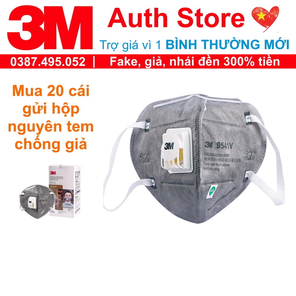 🔥SẴN HÀNG khẩu trang 3M 9541V N95 KN95 lọc 95% bụi mịn PM2.5 có van thở lọc khí đeo tai y tế chính hãng phòng chống dịch