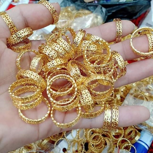 Combo 10 nhẫn kim tiền mạ vàng 24k