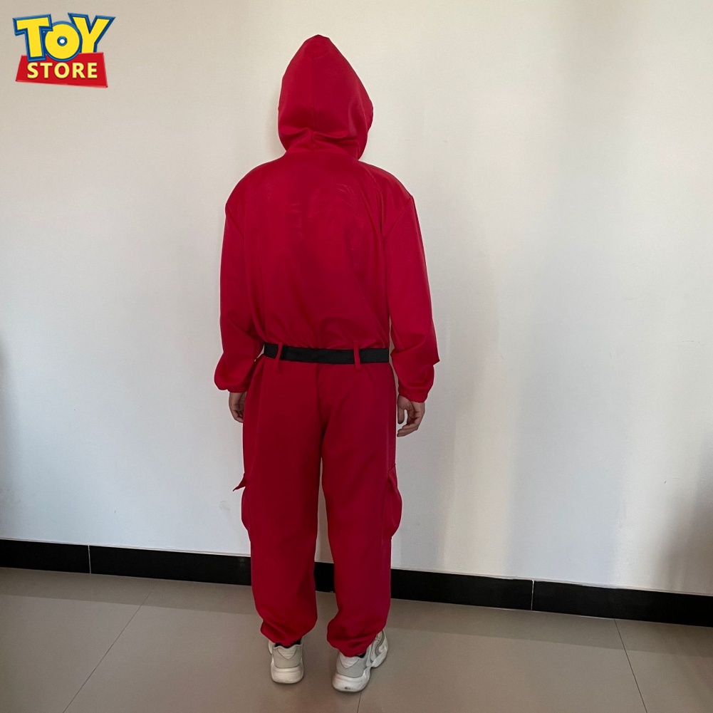 Squid game trò chơi con mực Áo liền quần màu đỏ hoá trang trò chơi Squid Game dịp lễ hội Halloween