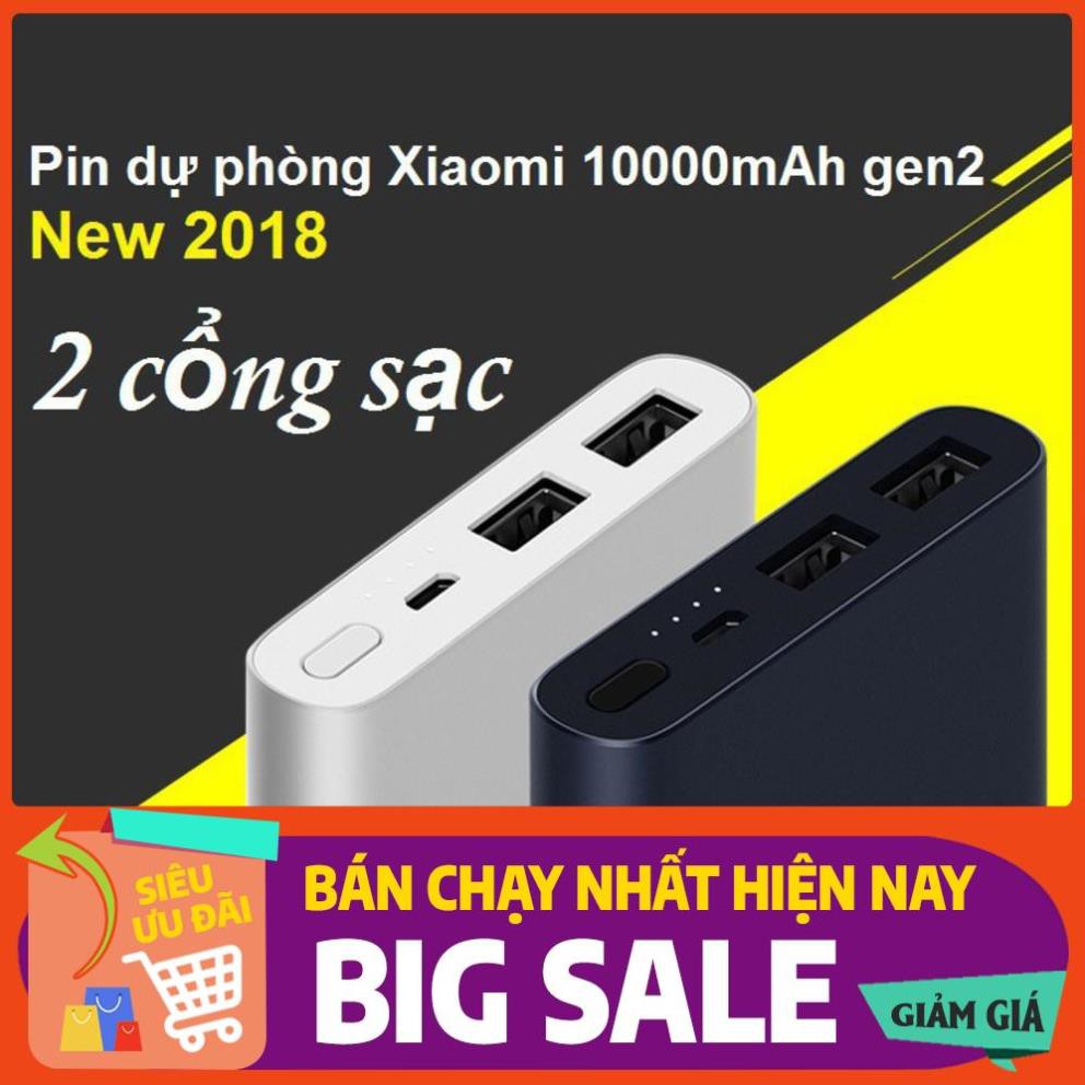 Sạc Dự Phòng Xiaomi Gen 2, 2 Cổng USb Chuẩn 10000mAh, Bảo Hành 12 Tháng Lỗi 1 Đổi 1 Do Nhà Sản Xuất